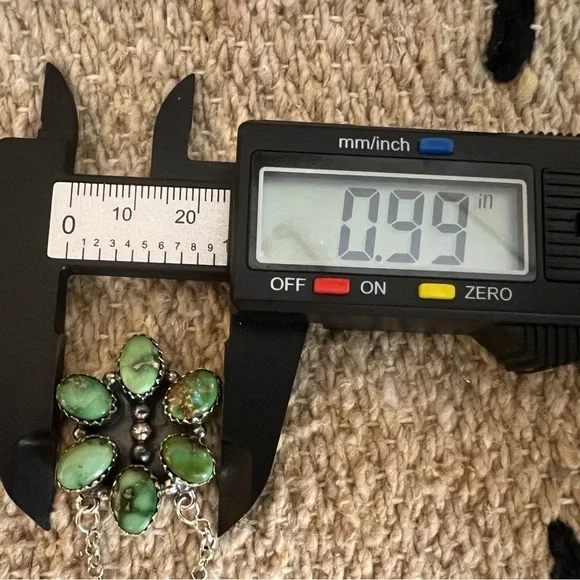 ❤️ Sonoran Gold Turquoise Cluster Pendant Brushed Sterling 18 - 20” Adj Necklace - Picture 12 of 13